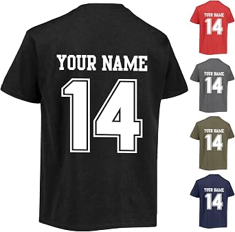 Custom Name & Number T Shirts, Personalized Football Baseball Jersey for Sports Team, Design Your Own Shirt with Text, Men Women Unisex Athletic Tee