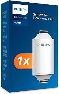 Philips Water Duschfilterkartusche 1 Kartusche entfernt Chlor und Verunreinigungen Schutz für Haar und Haut HHohe Filtrationskapazität 50 000 L Höher Durchfluss – 8 L/min