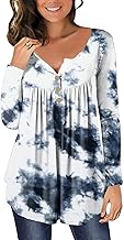 Women's Long Sleeve Shirt Tunic Buttons Tee Shirt Floral Blouse for Women Top