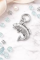 Vista 3 de Charm de plata esterlina 3D Small Bass Fish Item #307, Plata esterlina