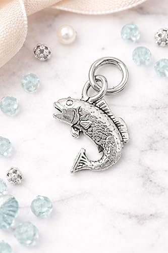 Vista 3 de Charm de plata esterlina 3D Small Bass Fish Item #307, Plata esterlina