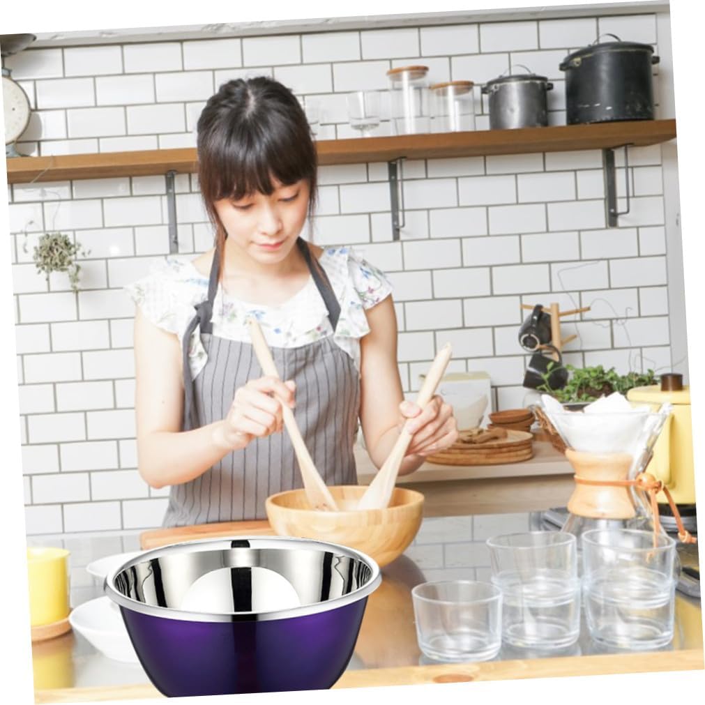 HOMSFOU 3pcs Stainless Steel Mixing Bowls Set Colorful Kitchen Nesting Bowls for Food Prep and Storage Home Cooking Sturdy