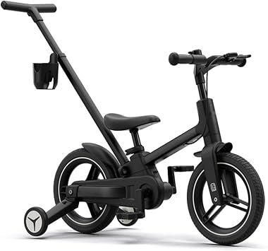 Tricycle, Kids Kickbike, Childrens Tricycle, Tricycle, Push Rod, Control Bar with Pedal, Ultra Lightweight, Includes Auxiliary Wheels, Foldable, Removable, For 1 to 6 Years, Running Bike, Bicycle