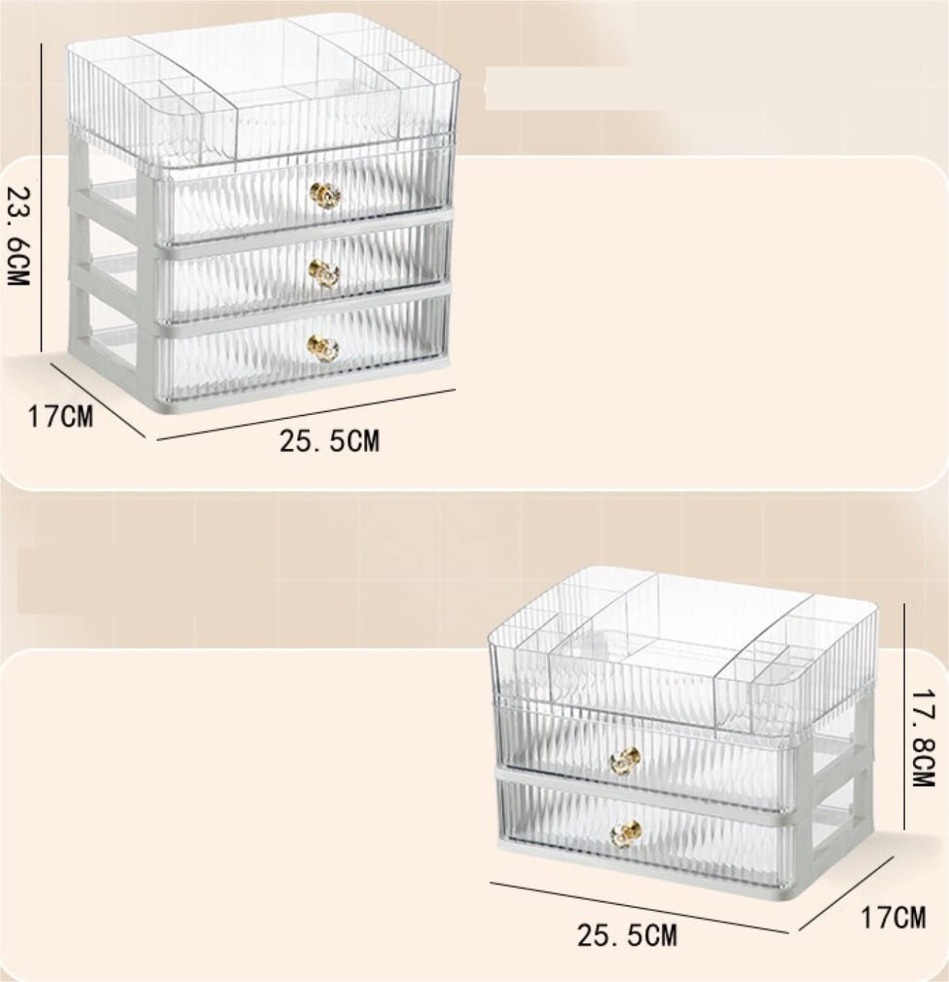Przenośny makijaż z pudełkiem do przechowywania – eleganckie akcesoria kosmetyczne na biurko do przechowywania przyborów kosmetycznych (fioletowy, 25,5 x 17 x 23,6 cm)
