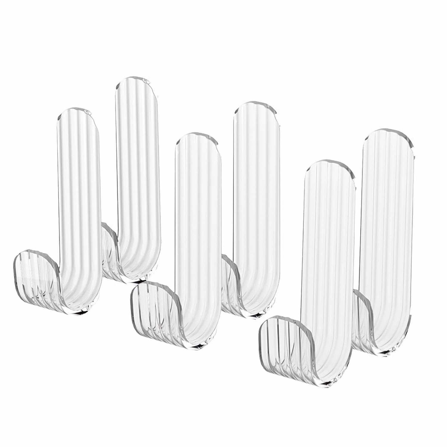 6PCS Acrylic Clear Adhesive Hooks for Hanging,Wall Hooks Command Hooks for Bath Towel,Hat,Clothes,Kitchen,Living Room,Office