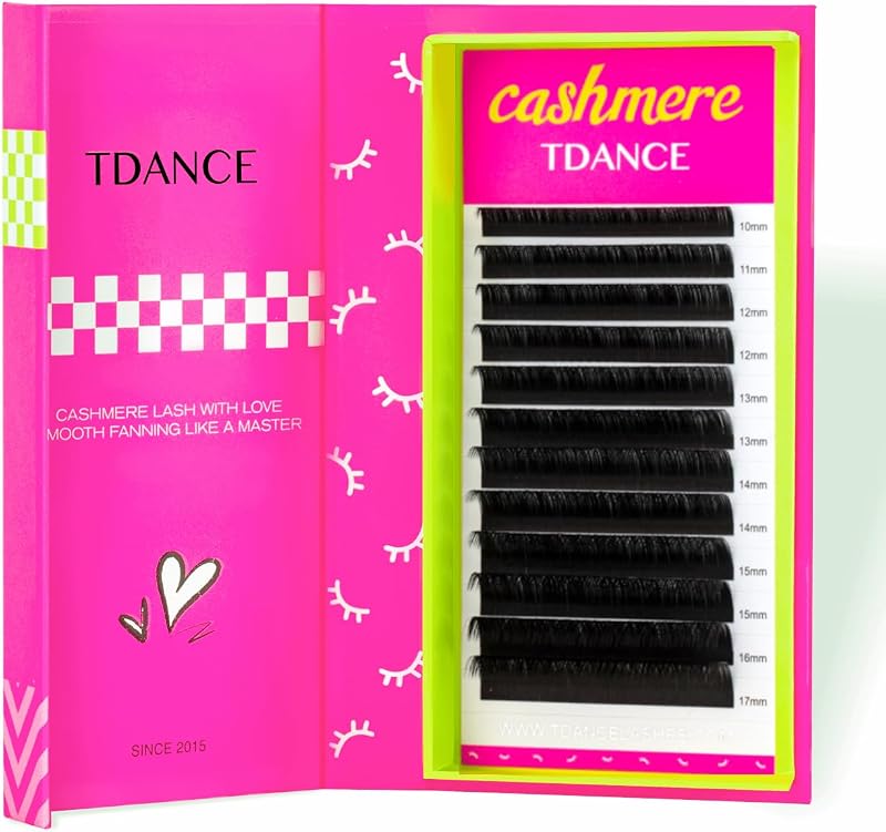 Extensões de Cílios TDANCE Cashmere Preto Supermate, Curvatura DD, Espessura 0,07 mm, Comprimento 16 mm