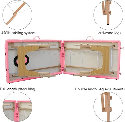 Miniatura 4 de Mesa de masaje portátil, cama de masaje, cama de spa de 84 pulgadas de largo, 24 pulgadas de ancho, mesa de masaje ajustable en altura con 2