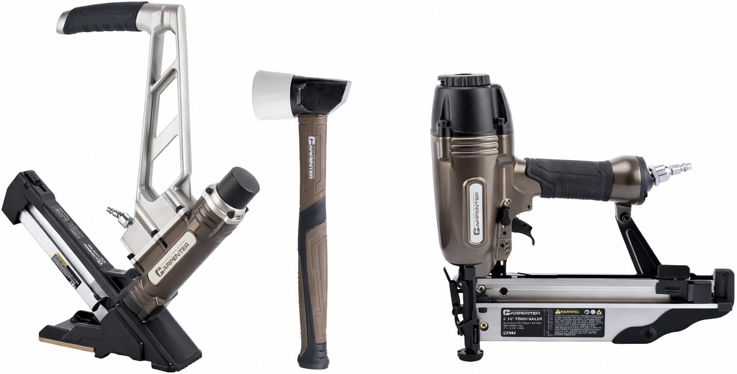 Carpenter Tools CFL5016 3-in-1 Flooring Stapler and CFN64 16 Gauge Straight Finish Nailer