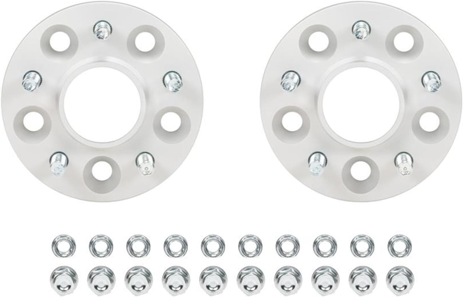 Eibach Wheel Spacer, Pro-Spacer, 5 x 100 mm Bolt Pattern, 20 mm Thick, Lug Nuts Included, Aluminum, Clear Anodized, Pair