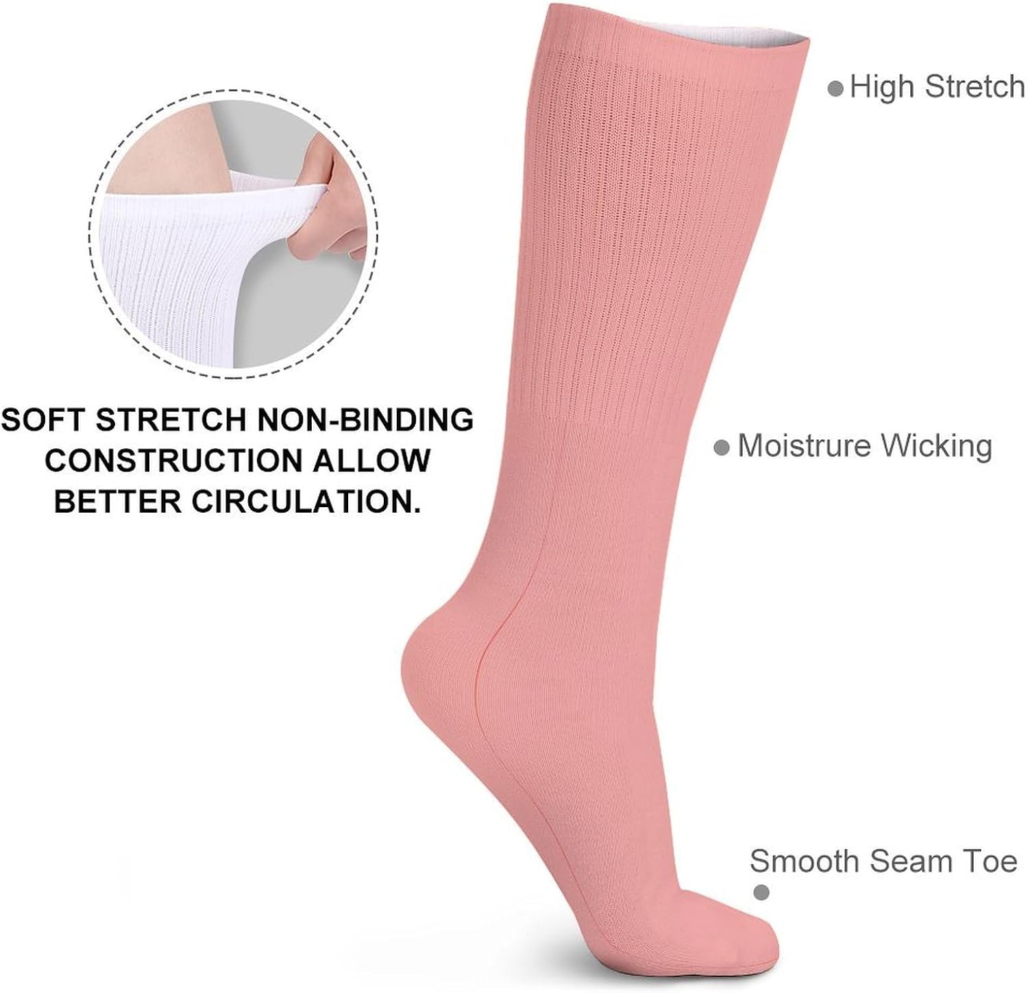 Coral Crew Socks High Stocking Thermal Socks | Tube Socks-Breathable-Moisture-Soft-wicking for Hospital Pilates Yoga for women men Grippy for office and daily walking
