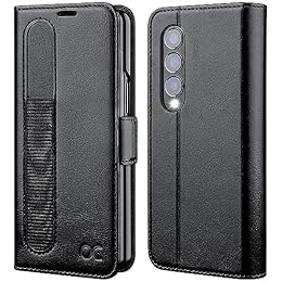 OCASE Compatible with Samsung Galaxy Z Fold 4 5G Wallet Case with S Pen Holder, PU Leather Flip Folio Case with Card Slots RFID Blocking Kickstand Phone Cover for Z Fold4 5G (2022) - Black