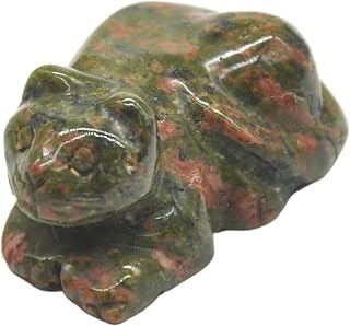 Piedra de Cristal Natural Estatua de gato, 1 unidad, sodalita azul Natural, jaspe rojo, piedra de cristal, figurita de piedras preciosas, regalo de decoración del hogar ( Color : Unakite , Size : One