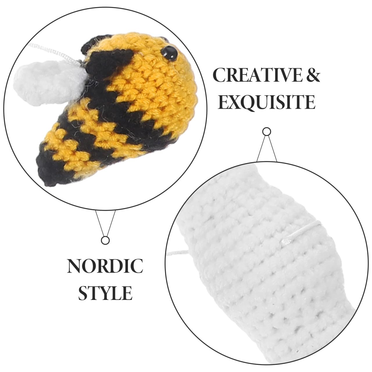 Bee Cloud Pendant Knitting Craft Hanging Decor Nordic Style Indoor Nursery Mobile Home Wall Decor 13.77X7.87X7.87In