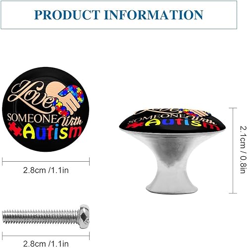 Miniatura 2 de I Love Someone with Autism - 2 pomos para gabinete, manija de cajón, pomo de tocador de acero inoxidable, manijas de puerta de 1.1-45 pulgadas