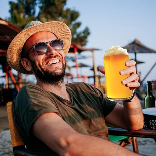 Miniatura 3 de 6 tazas de vidrio para latas de cerveza con tapas y pajitas, vasos de café helado de 16 onzas, tazas de vidrio con forma de lata, juego de 6 vasos