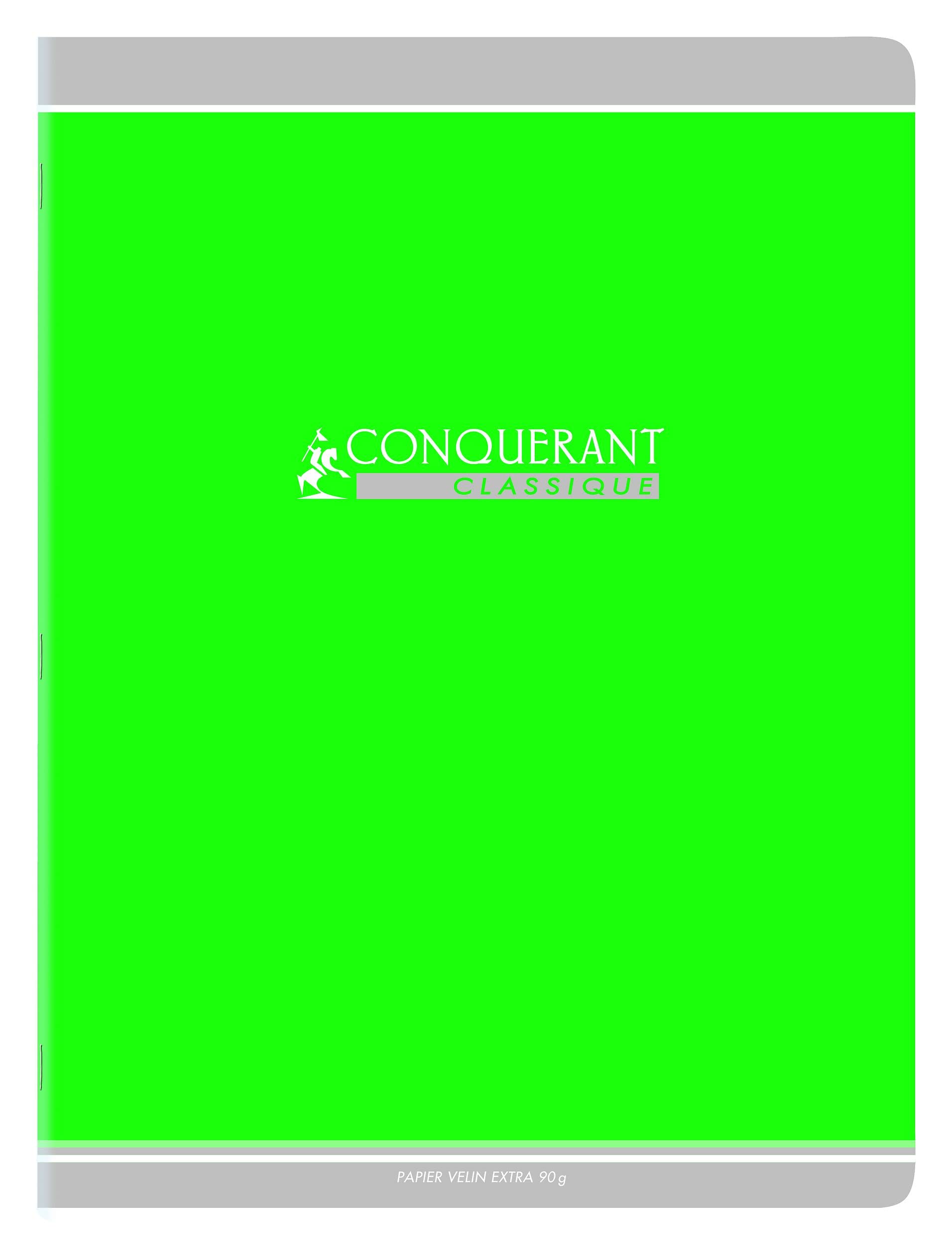 Conqurant Classic Notebook 24 x 32 cm Large Squares Seys 96 Stapled Pages Recycled Card Cover Green
