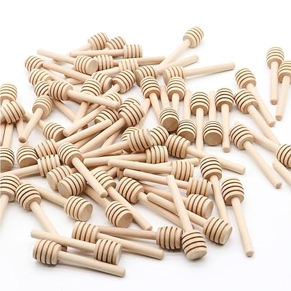 3 Inch mini wooden honey dipper sticks,honey Jar dispense drizzle honey and wedding party favors.(Pack of 130)