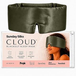 SUNDAYSILKS Silk Sleep Mask, Silk Eye Mask for Sleeping, Women & Men, Olive