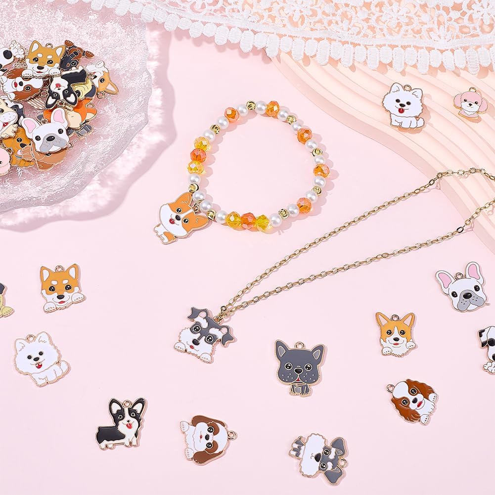 48Pcs 24 Styles Pet Enamel Charms Craft Dog Charms Cartoon Metal Colorful Aesthetics Decorative Alloy Small Jewelry Pendants for Necklaces Bracelets Earrings Jewelry DIY Making Crafts image 4