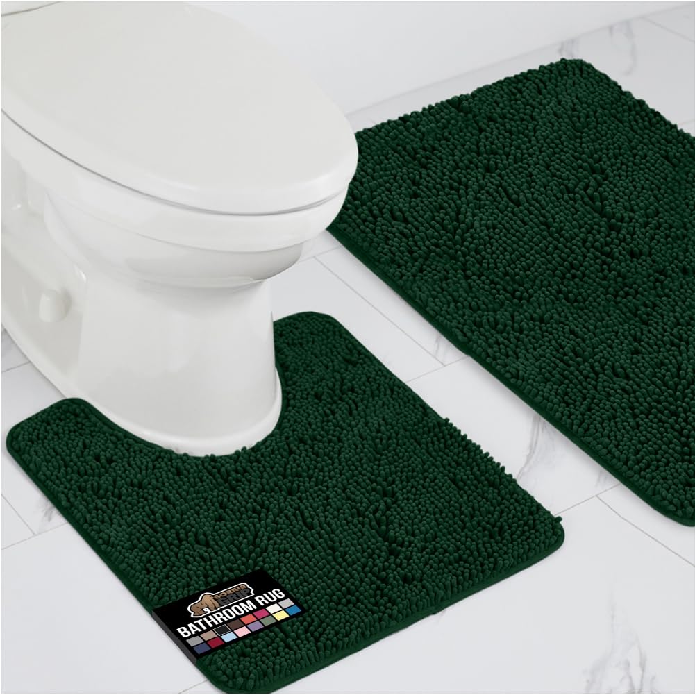 GORILLA GRIP Bathroom Rug Sets, Soft Chenille 2 Piece Area Rugs Set, Toilet Base Mat and 30x20 Carpet, Absorbent Microfiber Washable Mats Dry Quickly,
