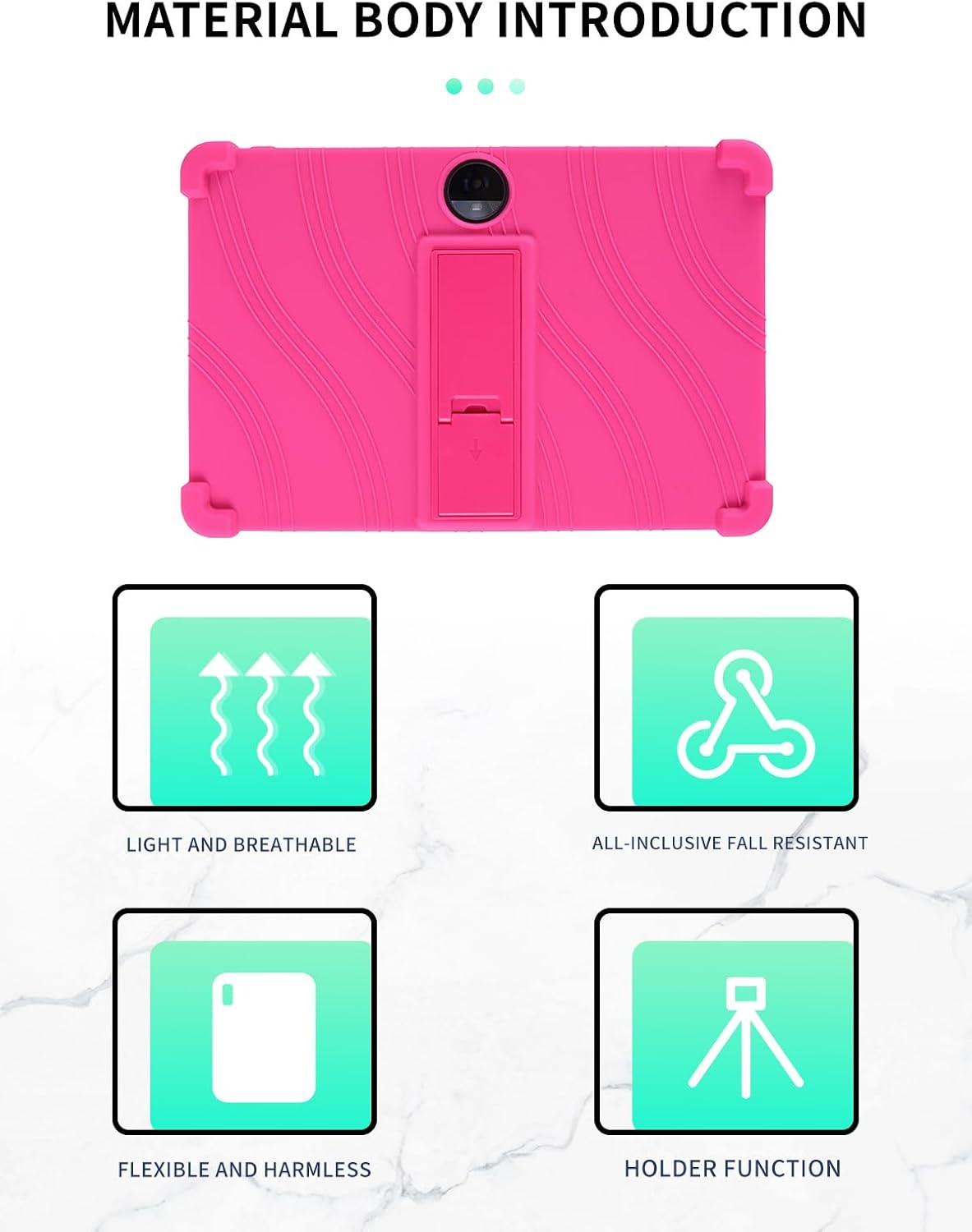 Case for JUNINKE C5/JIKOCXN C5/WXUNJA PTB 2025，WUNIAK Shock Proof Lightweight Stand Rubber Shell Protective Cover,Kids Friendly Soft Silicone Adjustable Stand Cover,Rose Red. image 5