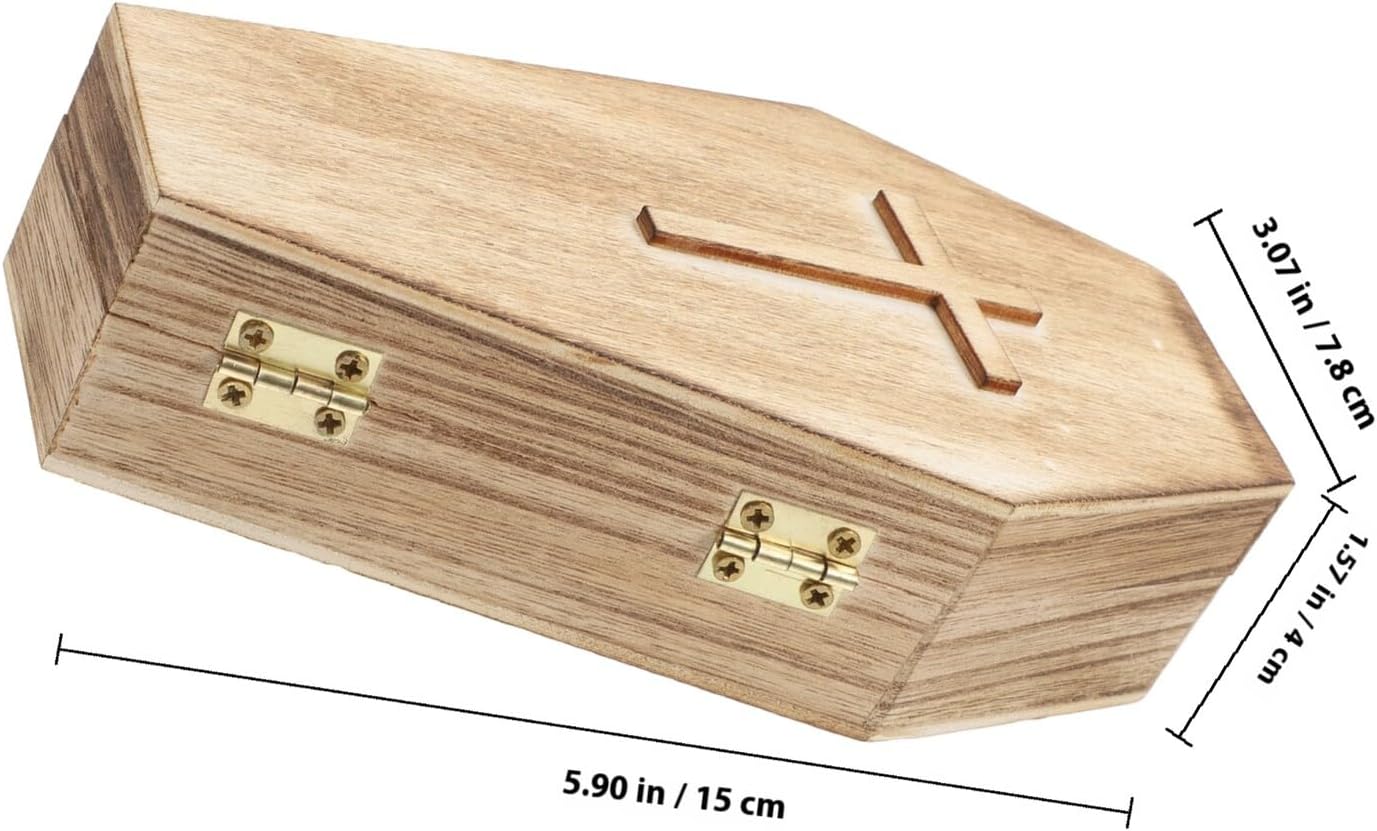 BESPORTBLE Coffin Shaped Jewelry Box, Halloween Festival Wooden Organizer image 2