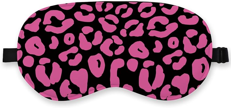Preppy Leopard Silk Eye Mask for Sleeping, Leopard Mask, Red Leopard Print Blindfold Adjustable Strap Night Sleep Mask for Women Girls, Airplane Travel Nap,Pink Leopard Sleeping Mask Eye Cover