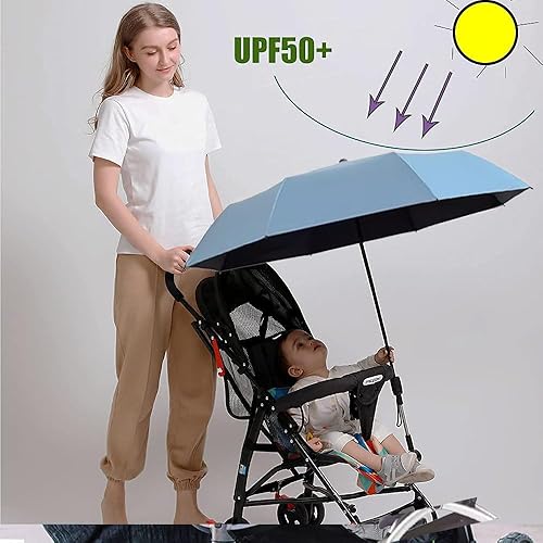 Miniatura 6 de Sombrilla universal para bebé, cochecito de bebé, protección solar para cochecitos, paraguas impermeable para carritos, paraguas de bicicleta con