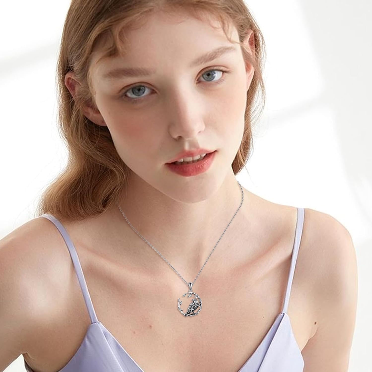 VONALA Raven Necklace 925 Sterling Silver Norse Branch Birds/Crow Necklace Viking Pendant Jewelry Gift for Women Men - Image 3