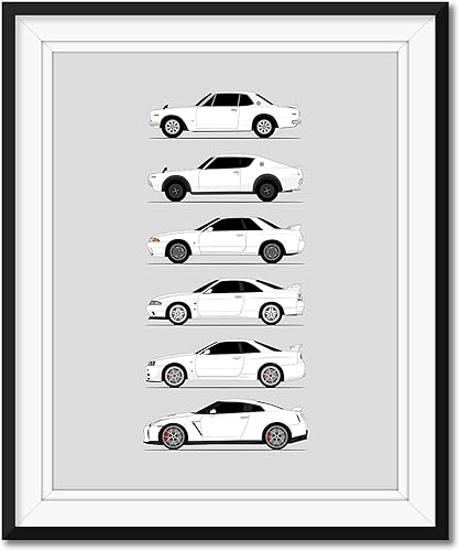 Miniatura 44 de Handmade Poster compatible with Nissan Skyline GT-R Print of Nissan Skyline GTR (KPGC10, KPGC110, R32, R33, R34, R35) - Red, 11x14" Metallic Print