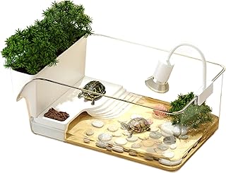 Turtle Aquarium | Decorative Small Crab Feeding Basking Habitat Resting Box for Turtle Nature Educators Tortoise Terrapin Pet Adoption Preparation