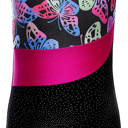 Image of HOZIY Leotards for Girls Gymnastics Kids Children Biketard Snowflake Ribbon Blue Purple Hot Pink Sparkle