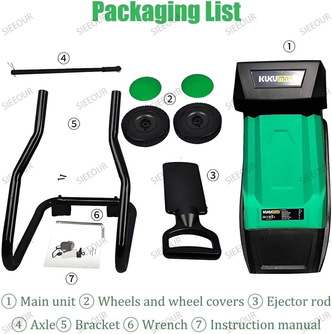 Electric Garden Shredder Mulcher 2400w, 40mm Wood Chipper with 50l Collection Box, Reversible Steel Blades & S-afety Protection for Efficient Garden Maintenance and Outdoor Use