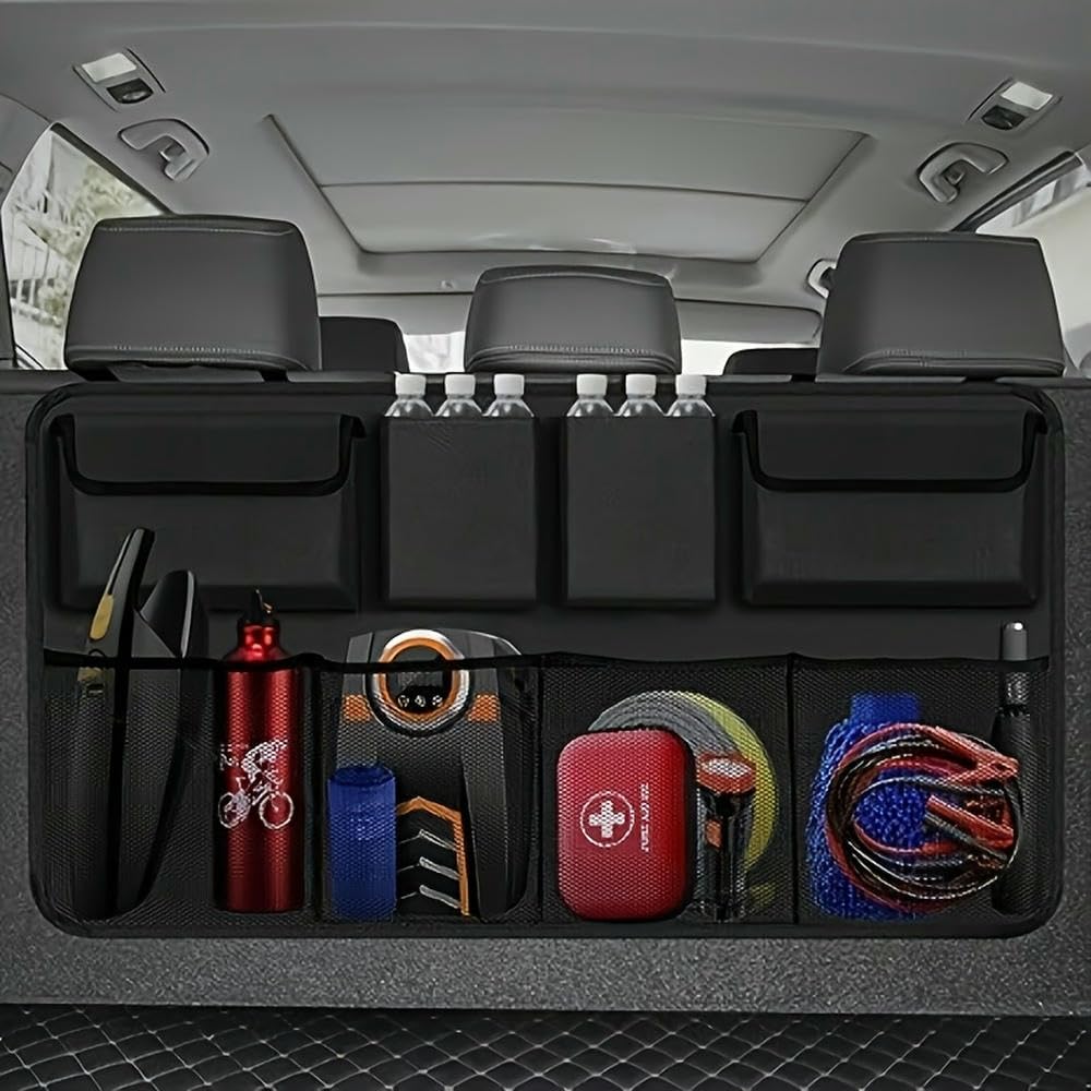 ZBDZSW Organizer per Bagagliaio Auto, Organizer da Appendere al Sedile Posteriore con 8 Grandi Borse portaoggetti, Organizer per Bagagliaio Super capiente, SUV, Camion, Furgone
