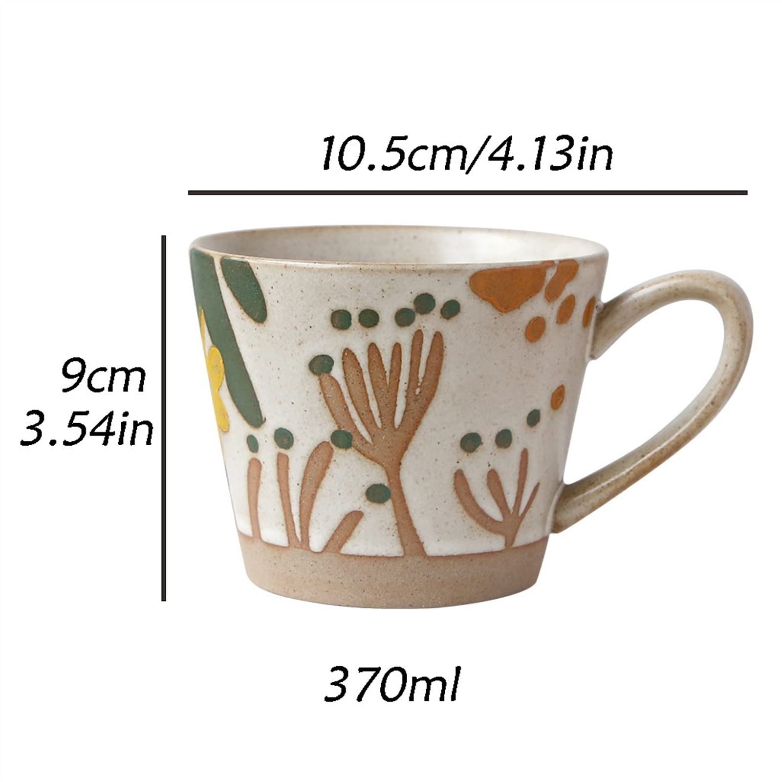 Taza Taza de Agua Taza de cerámica Retro con Forma de Mariposa y Flores Taza de café de Alto Color Pintada a Mano 370 ml Taza de Agua for el hogar Hecha a Mano Vaso Aislado