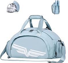 FIORETTO 30L Sports Gym Bag with Wet Pocket & Shoe Compartment, Sports Holdall Backpack for Men Women Light Blue