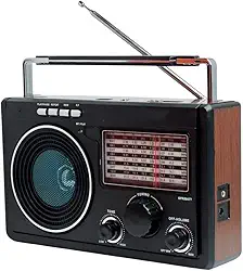 Rádio Antigo 686 com Bluetooth, Sintonizador AM/FM/SW, USB e Bateria Recarregável para Ambientes Rústicos e Zona Rural (Marrom)