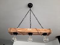 solenzo Fa és Kötél Függőlámpa - Rusztikus Ipari Stílusú Mennyezeti Csillár, 3 E27 Foglalat, Természetes Fa, 60 cm 1