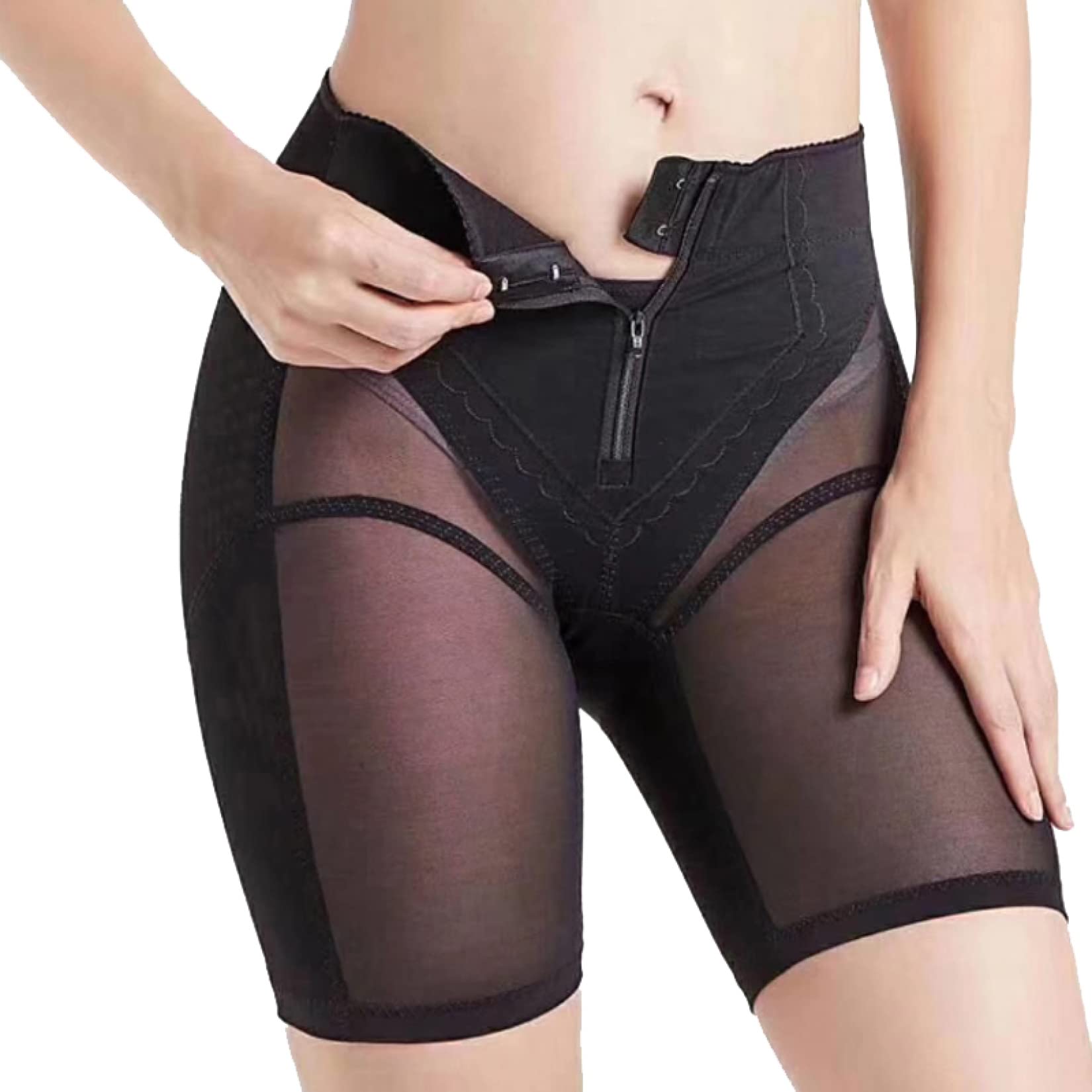XANAYXWJ Wysoka talia damska bielizna modelująca bezszwowy trener udo nogawka Butt Lifter Body majtki cienka siateczka
