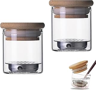 Nail Art Brushes Washing Cup, Nail Glitter Removal Cup, Monomer Holder, Nail Art Acrylic Liquid Powder Removal Cup, Nail Brush Cleaner Dappen Dish with Lid (2 PACK)