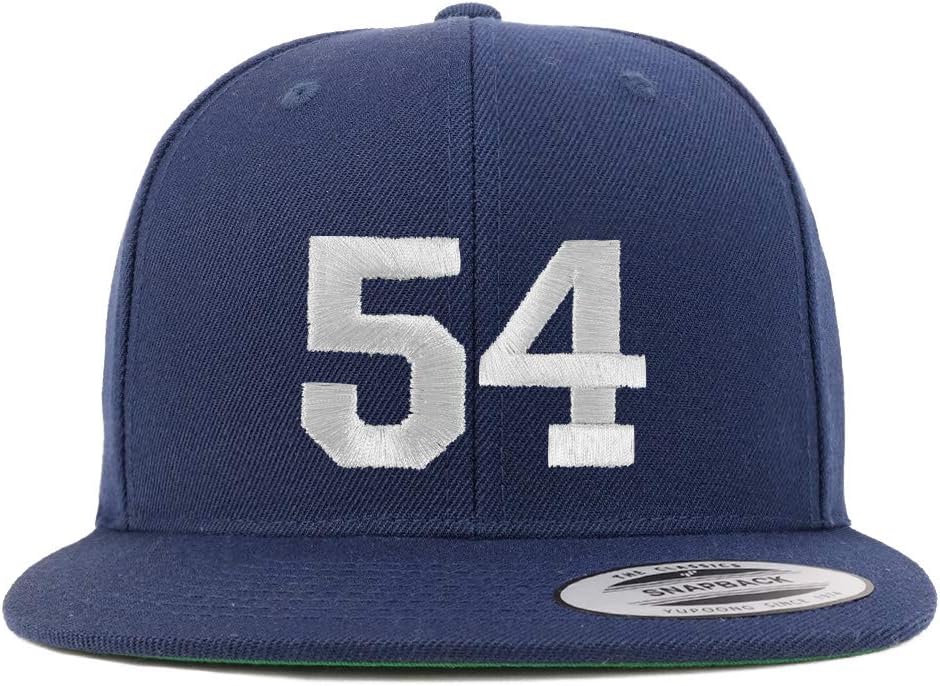 Trendy Apparel Shop Number 54 White Thread Embroidered Flat Bill Snapback Baseball Cap