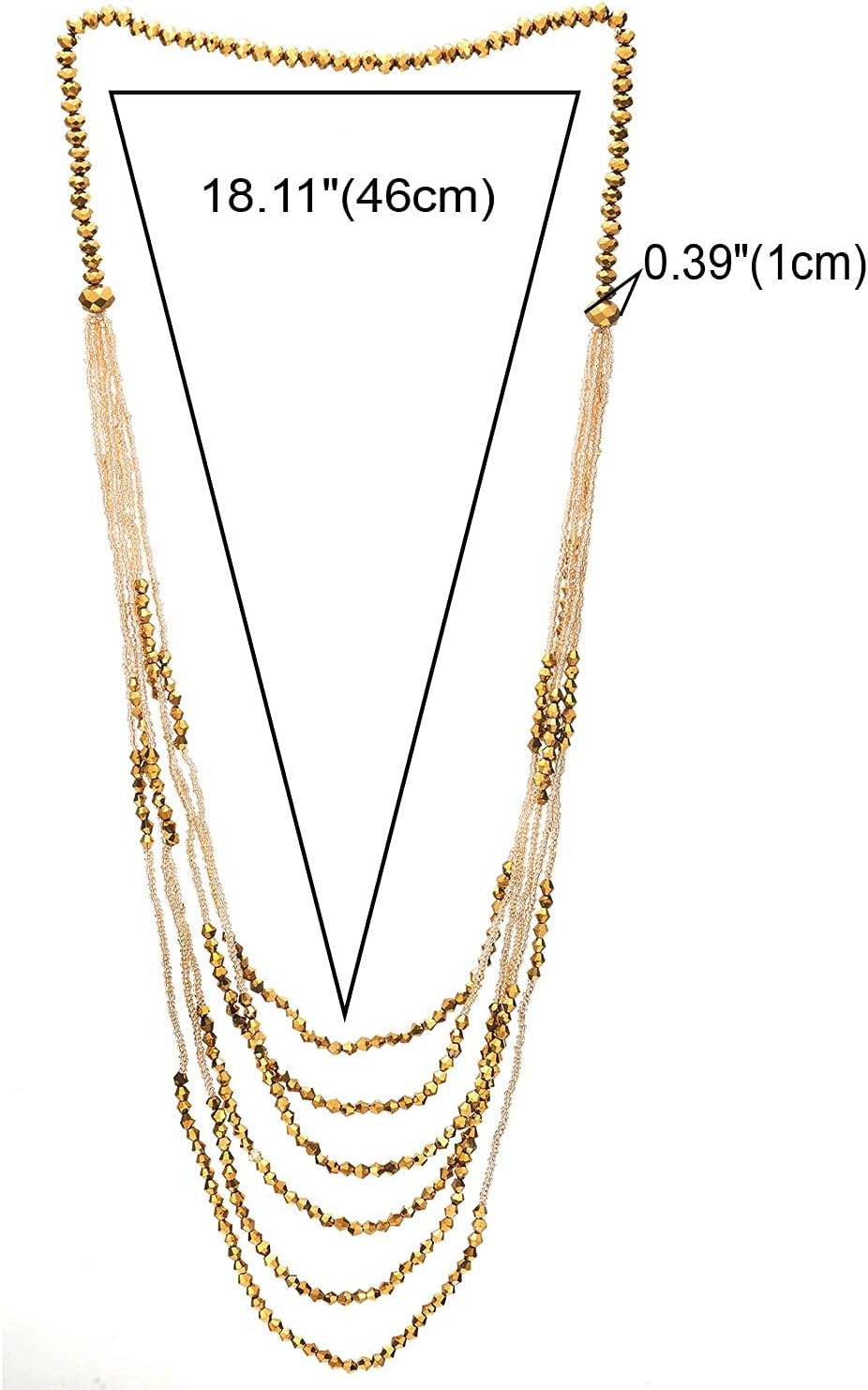 Red Beads Long Statement Necklace Multi-Strand Waterfall Chains with Crystal Beads Charms Pendant - Image 3