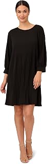 Women's Pleated Knit Crew Neck Dress