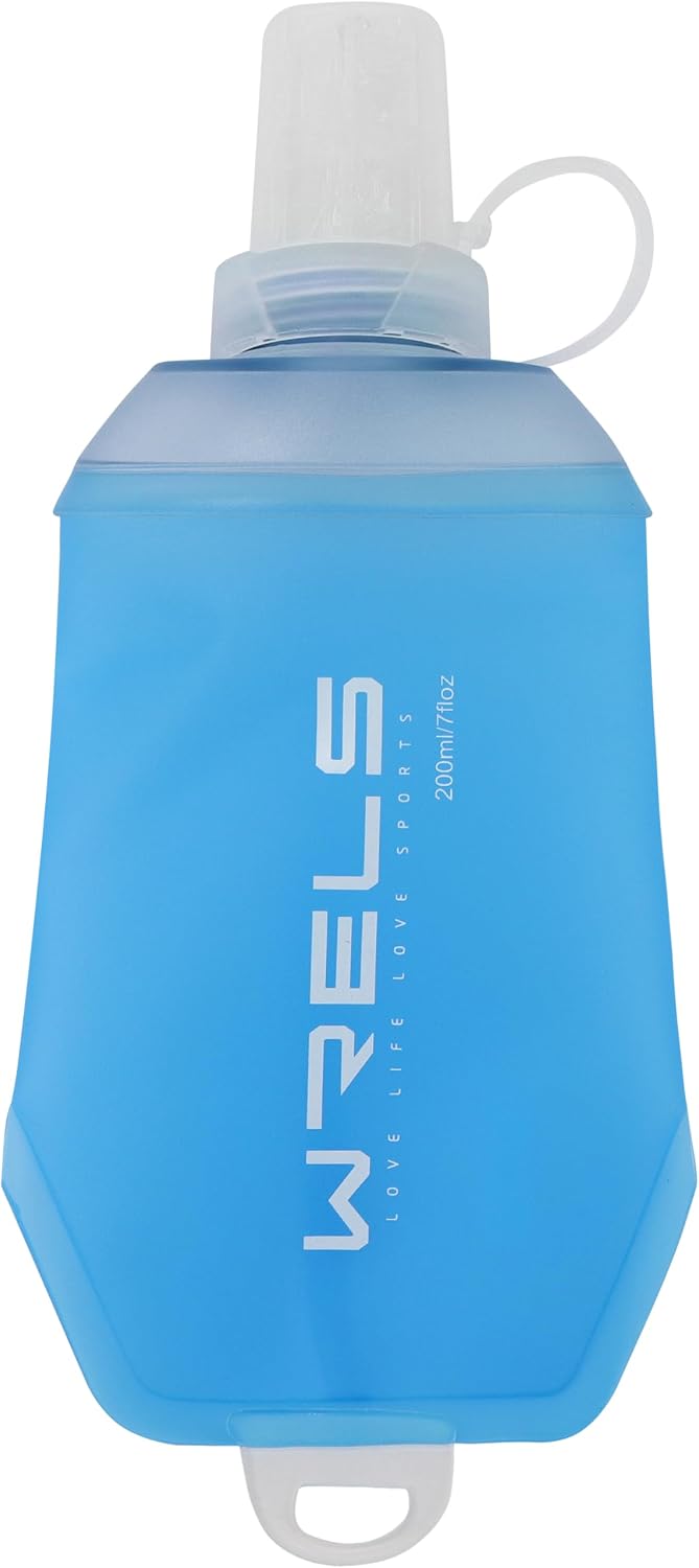 WRELS 200ml/350ml/500ml Collapsible Soft Flask,BPA Free Folding Soft Water Bottle with Hanging Ring,Lightweight TPU Hydration Flask for Running Marathon Cycling Hiking