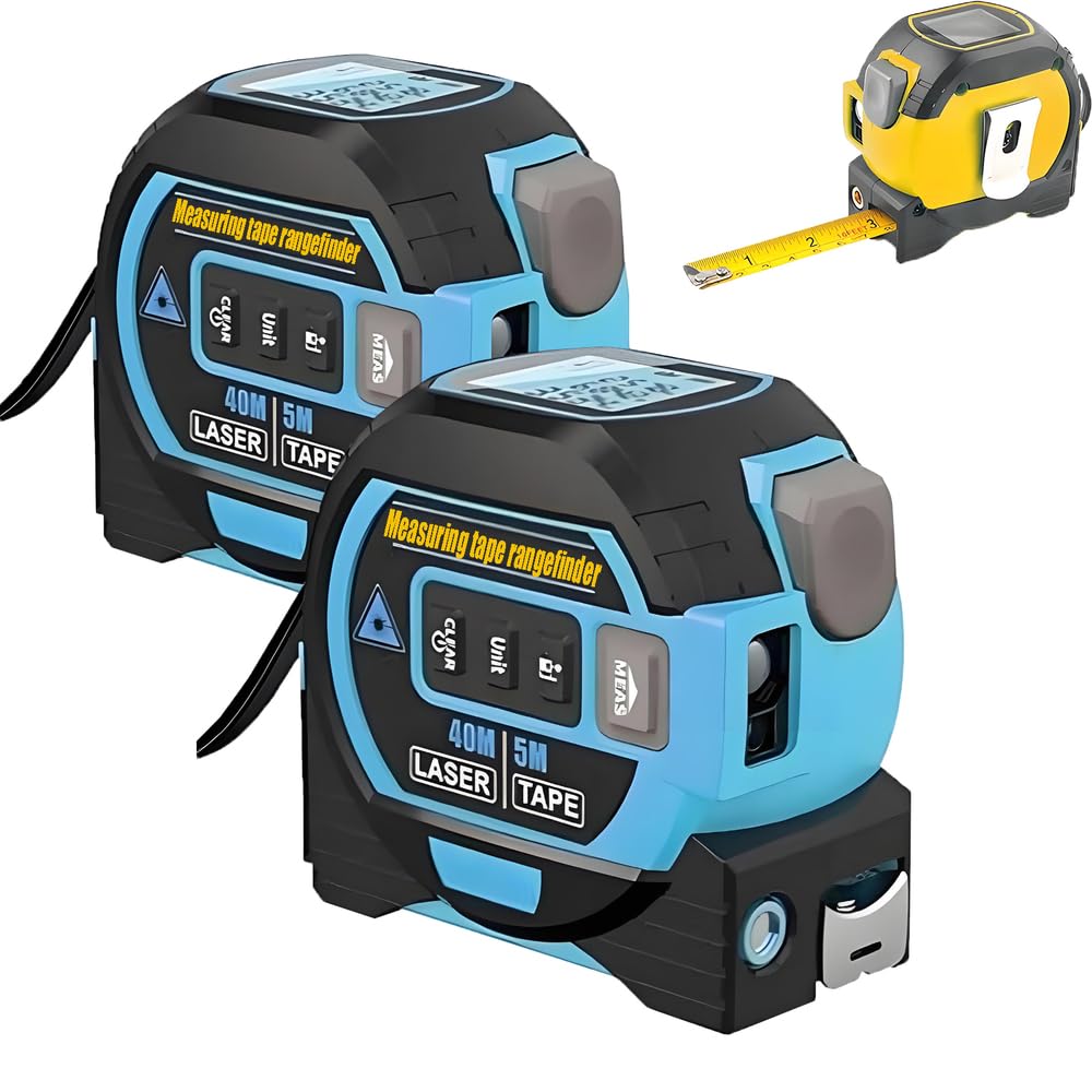 Tape Measure 3-in-1 Laser Digital Measuring Tape Ruler-LCD Backlight 5M/16Ft Tape & Laser 40m/131Ft Rangefinder,Crosshairs Markings,Data Storage,