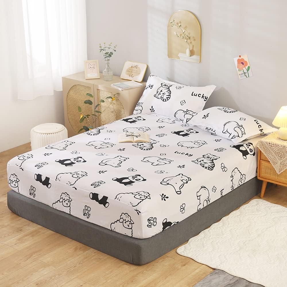 Mengersi Queen Sheet Set Bed Sheets-Animal Air Mattress Sheets with 18 to 24 inch Deep Pocket, Microfiber Soft Deep Sheets Bed Linen Set