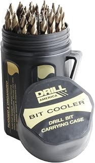 Drill America 29 Piece Cobalt Stepped Point Drill Bit Set in Round Case w/Gold Oxide Finish for Drilling Acrylic, Steel, Hard Metals, Sizes 1/16" to 1/2" x 64ths, GSC Series ZMGSC29J-PC