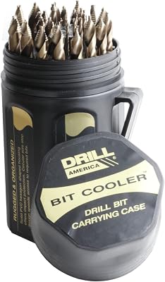 Drill America 29 Piece Cobalt Stepped Point Drill Bit Set in Round Case w/Gold Oxide Finish for Drilling Acrylic, Steel, Hard Metals, Sizes 1/16