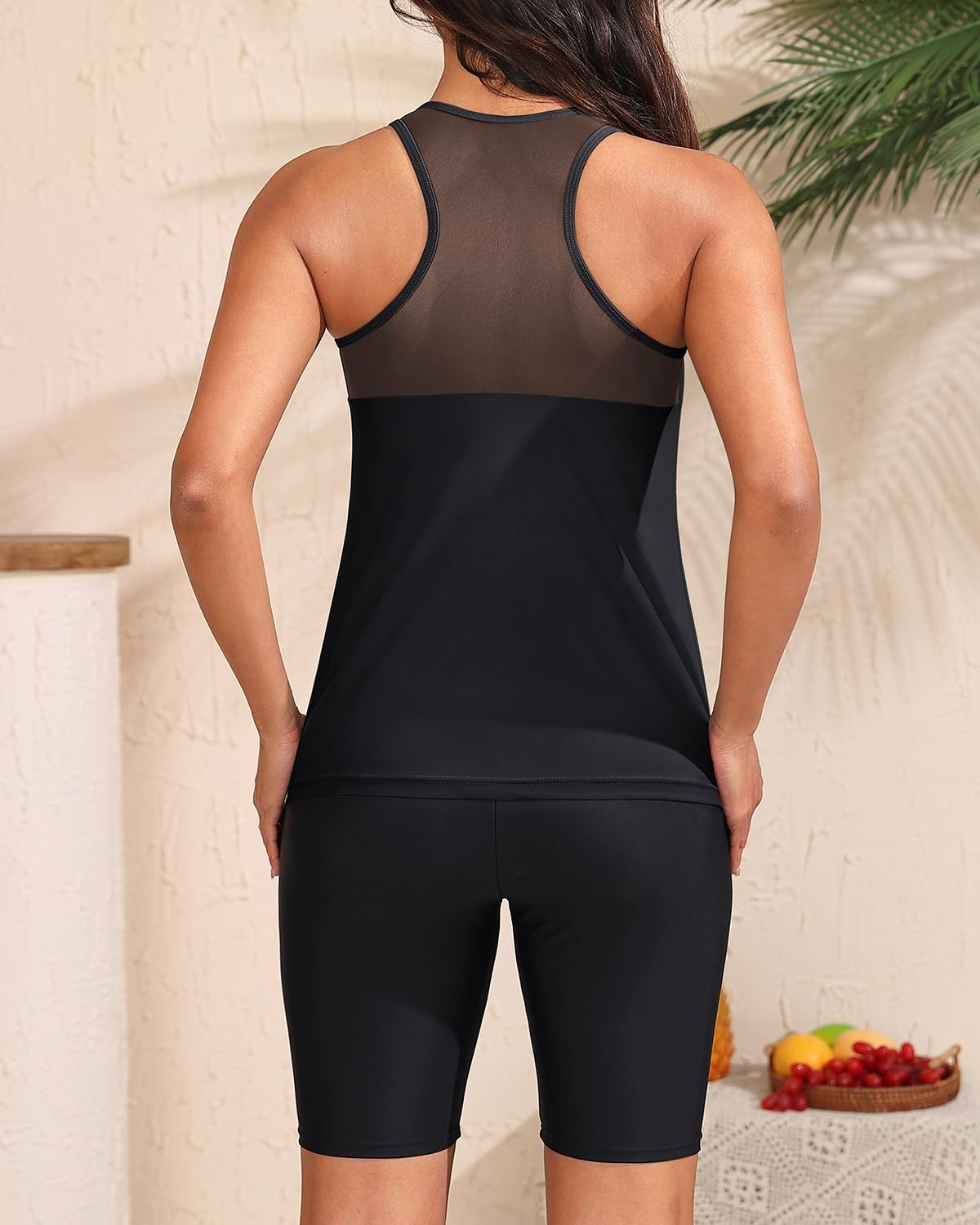 Yonique Women's Two Piece Swimsuits with Shorts Modest Tankini Bathing Suits Racerback Swim Tops Short Athletic Swimwear - Image 2