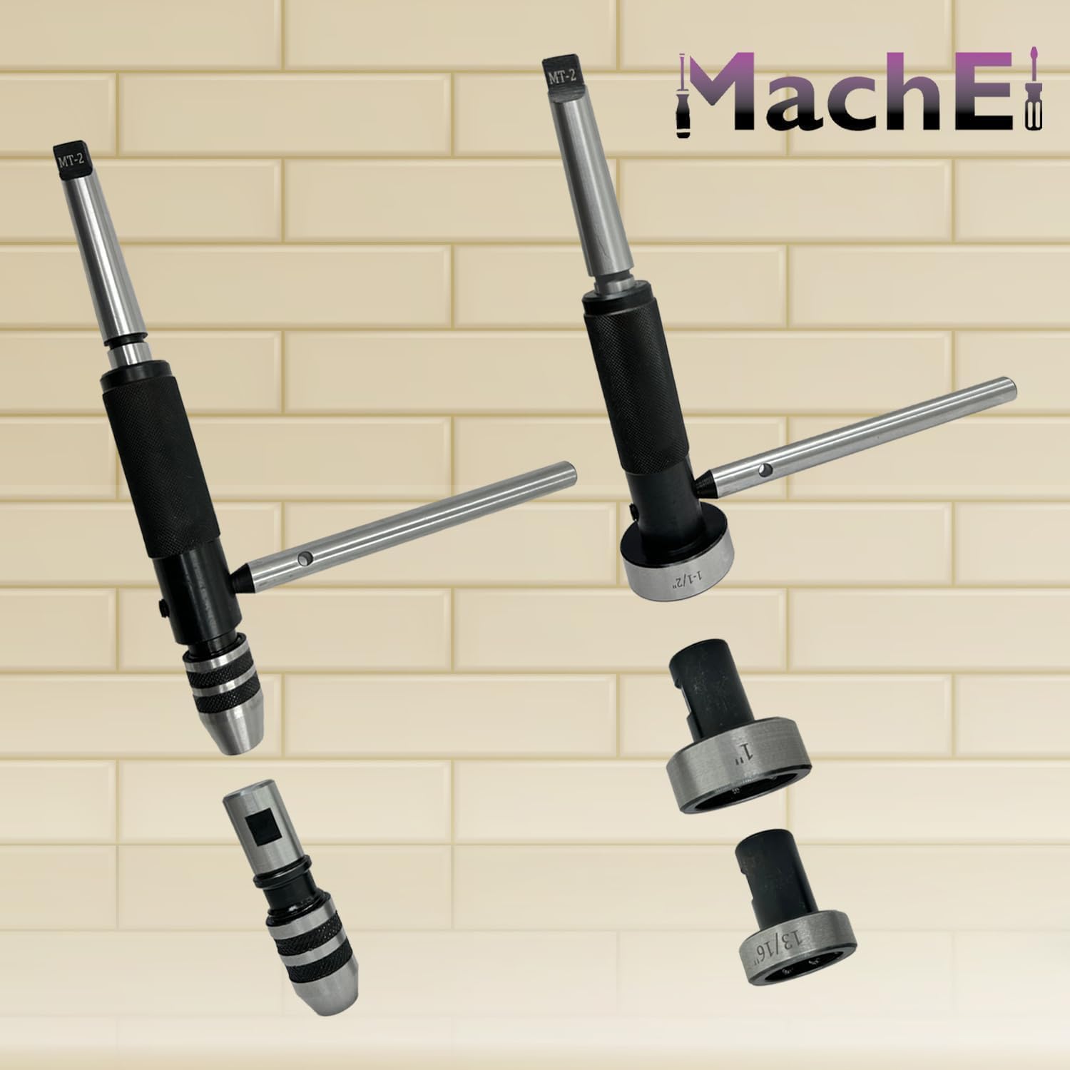 MachEl Precision Tapping, Reaming & Threading Die Holder Set for Lathe Tailstock – MT2 Morse Taper Compatible